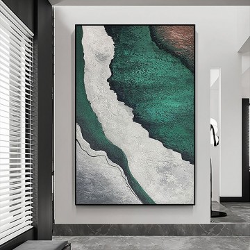 Vague de plage abstrait vert 05 art mural minimalisme Peinture à l'huile